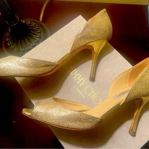 Jimmy Choo Gold Heels with box